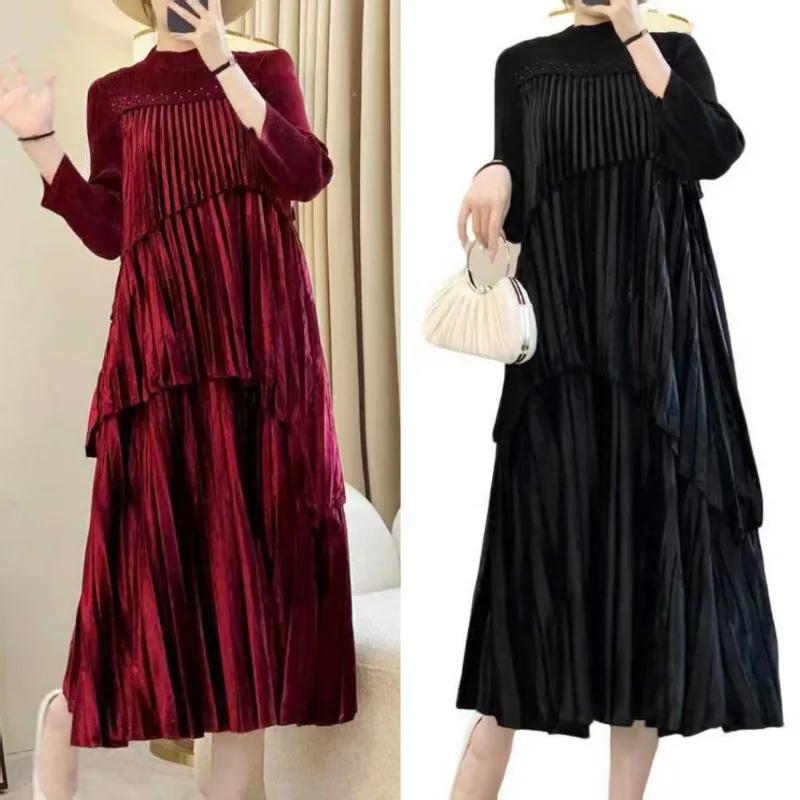 

Miyake плиссированные элитные платья плиссе элегантное вечернее платье 2025 новое широкое женское платье в складку с подкладкой юбка со складками