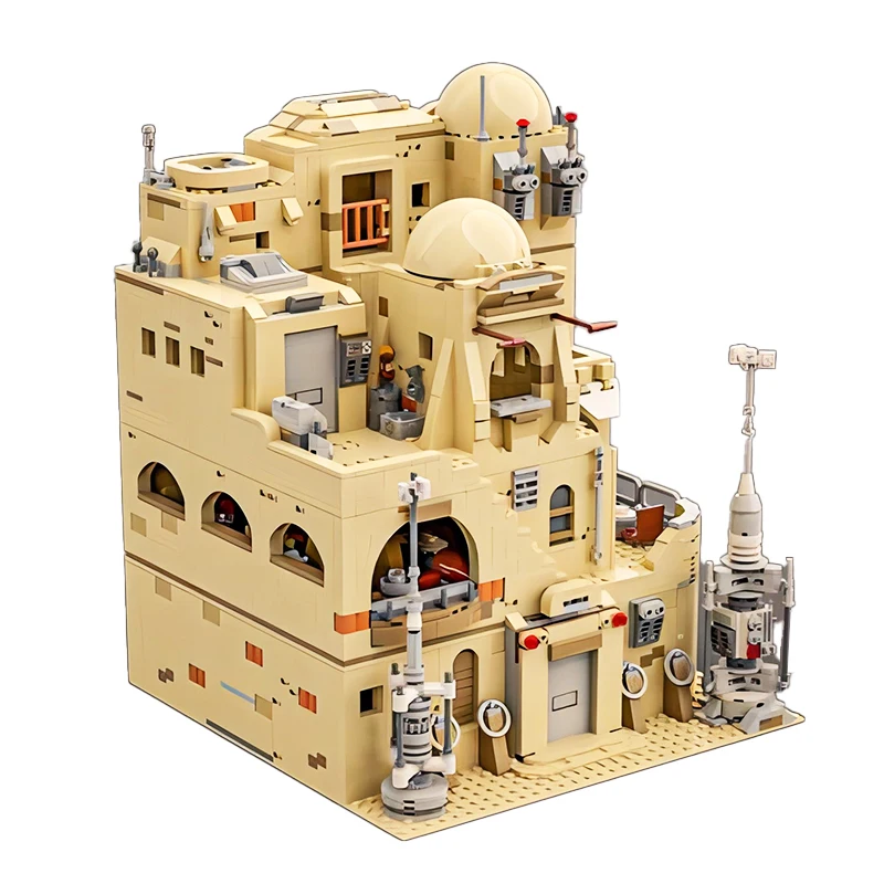 MOC-183202 Star Movie Desert Architecture Mos Cantina Building Blocks Assembly Model Street View Creative Kids Bricks Toys Gifts