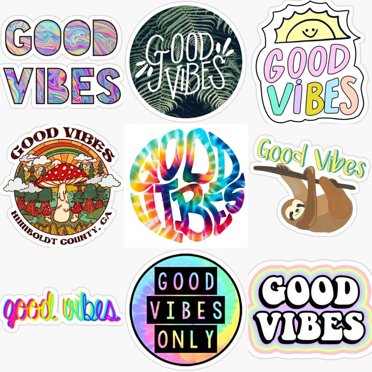 Good Vibes Sticker Oval Decal Surf Palm Trees Sun Island Paradise Glue  Small Bumper Laptop Fuel Tank Motorcycle Accessories