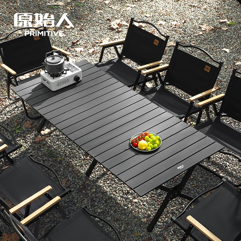 PRIMITIVE Camping Table 75KG Load Capacity Portable Egg Roll Table Outdoor Picnic Hiking Beach BBQ Patchwork Table