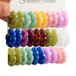 New Boho 5pair/set Acrylic Small Twisted Circle Hoop Earrings for Women Original Multicolor Resin C Shape Earring Jewelry Sets