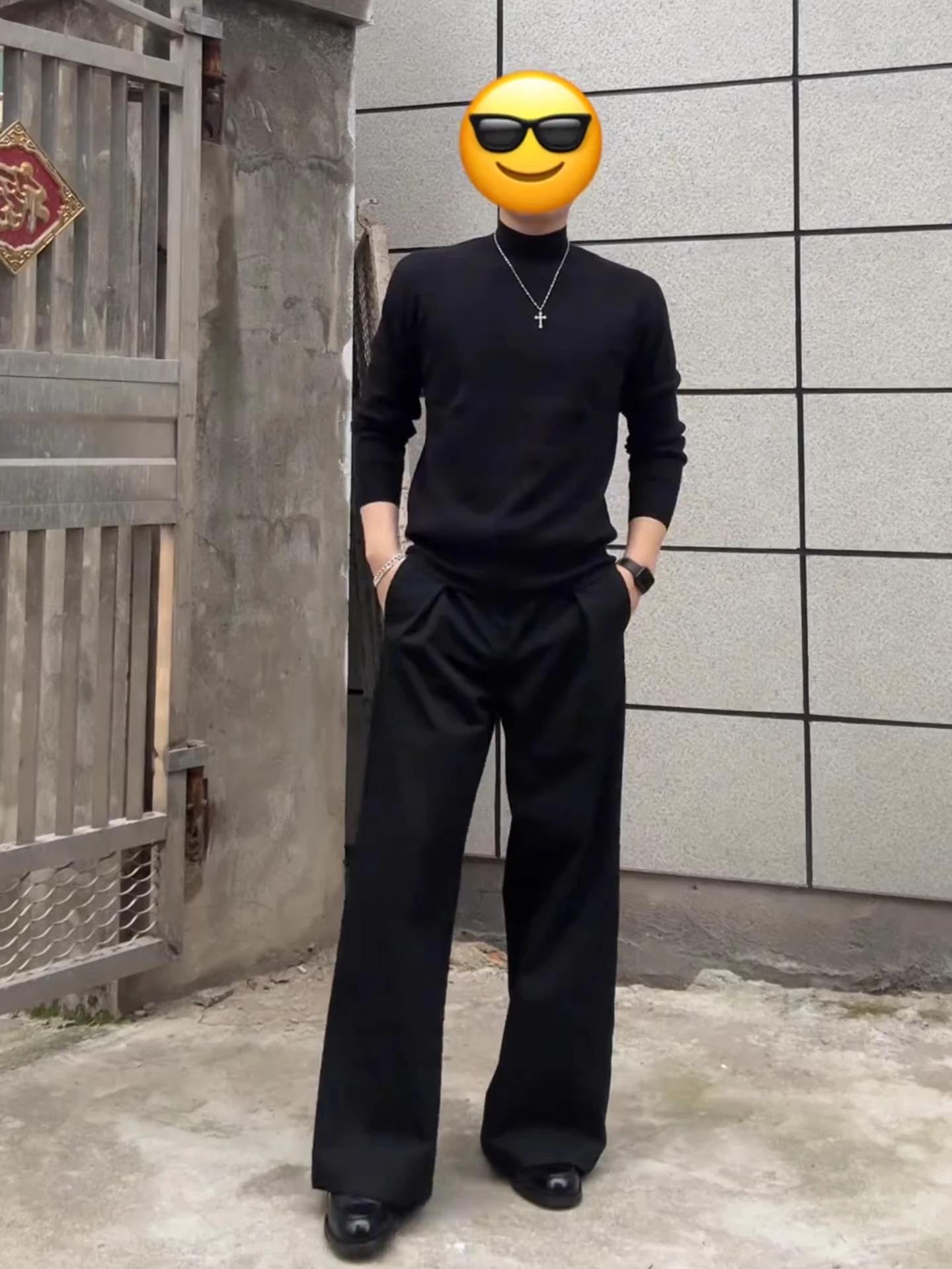 

Мужские черные брюки Zhang Linghe He Su Ye: модные, свободного кроя, с плиссировкой и прямым силуэтом, для повседневной носки