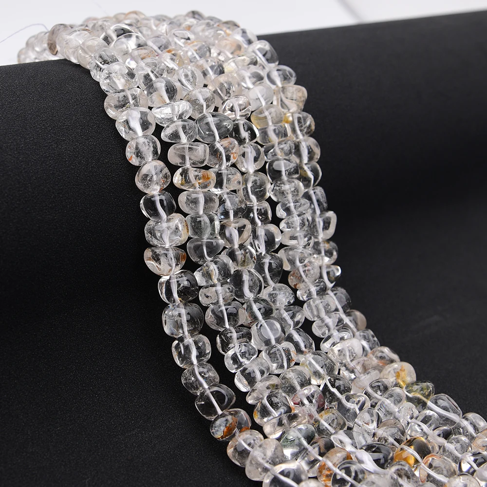 APDGG 2 Strands 12mm Natural Rock Ghost Rutilated Quartz Freefrom Nugget Loose Beads 15'' Strand Jewelry Making DIY