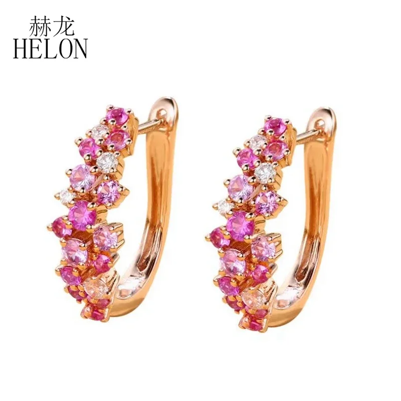 

HELON однотонные серьги из розового/белого золота 18 карат, синие/розовые, с сапфиром и бриллиантами, женские серьги-гвоздики модного дизайна, польский хвостовик, высокое качество