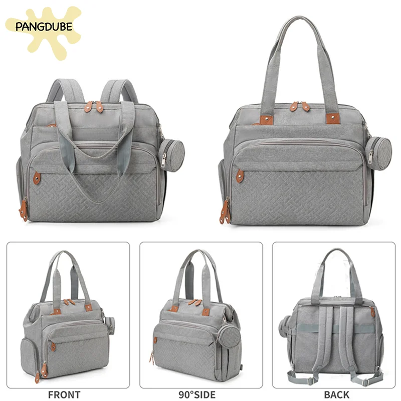 Mochila para Fraldas PANGDUBE de Grande Capacidade, Impermeável, para Maternidade e Viagens, com Ganchos para Carrinho, Suporte para Chupeta e Almofada para Troca de Fraldas