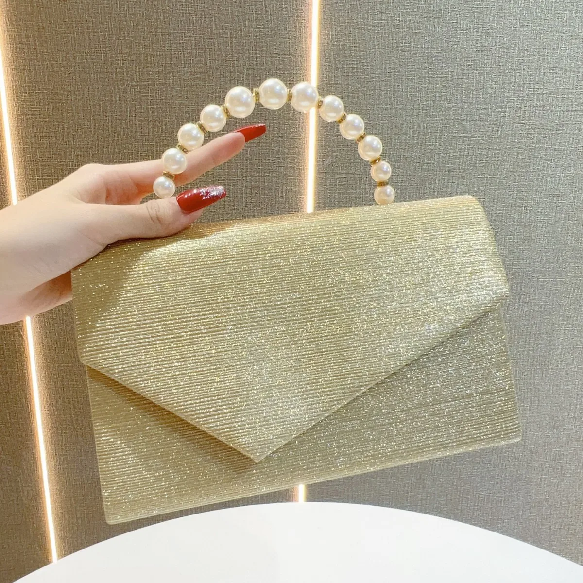 

Women’s Evening Clutch Handbag, Bling Sequins Top Handle PU Leather Shoulder Bag, Formal Occasion Purse, Stylish Party Bag