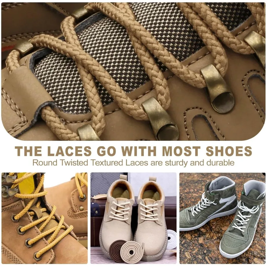 المشي لمسافات طويلة المضفرة المستديرة: أربطة أحذية تسلق العمل للأحذية 2 P