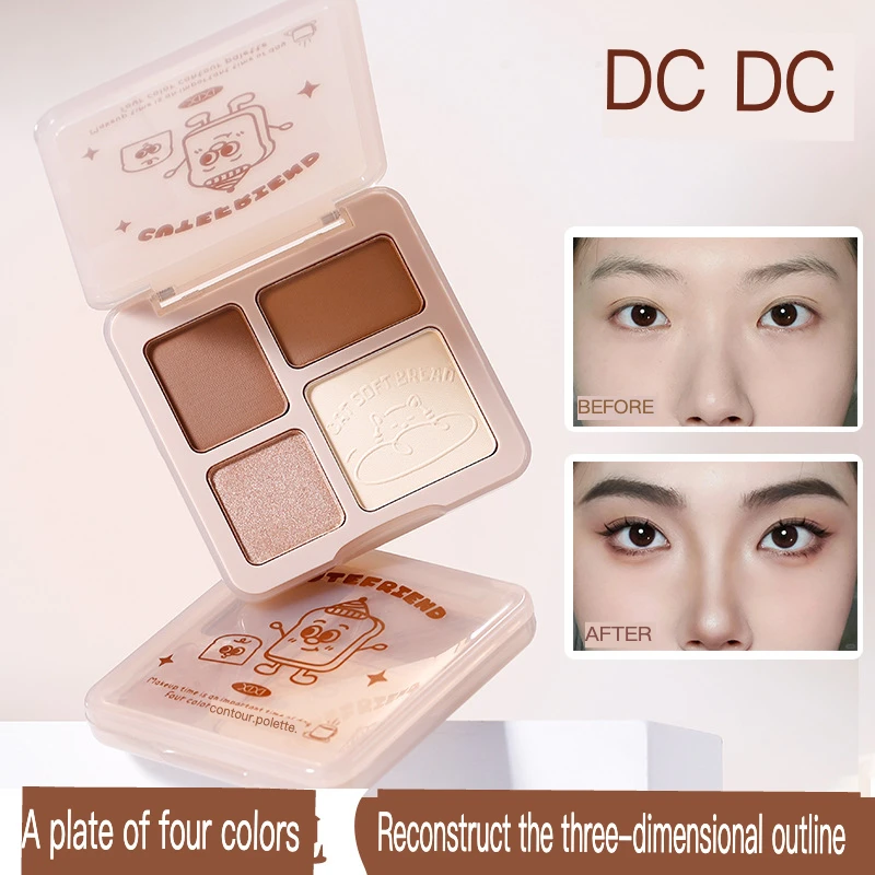 Xixi Four-color Contouring Tray, Matte, High-gloss, Pearlescent, Brightening, Three-dimensional Shadow, Nose Shadow, Novice