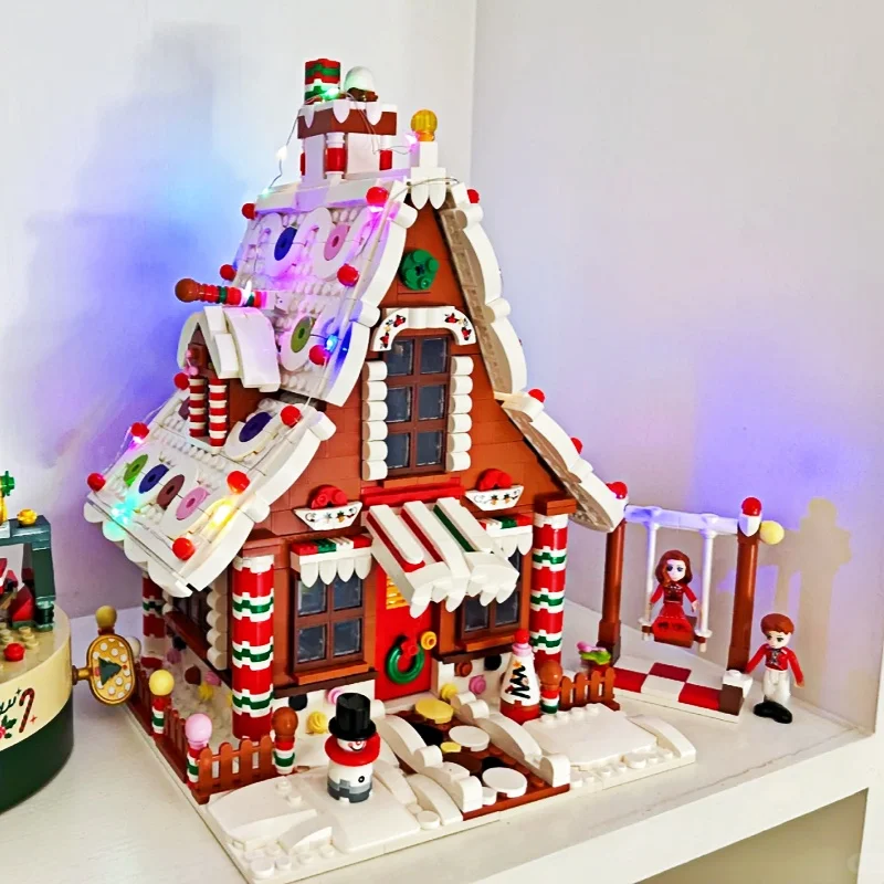 

Christmas Gingerbread House Building Blocks Creative Puzzle Construction Model 3D Ornament Children Assembly Toy Christmas Gift