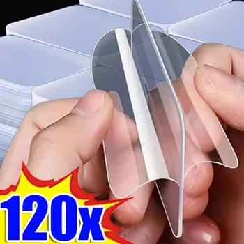 헤비 듀티 양면 접착 패치, 나노 테이프, 투명 사각형 벽 스티커, 방수 탈착식 패드, 흔적 없음, 10 개, 120 개 