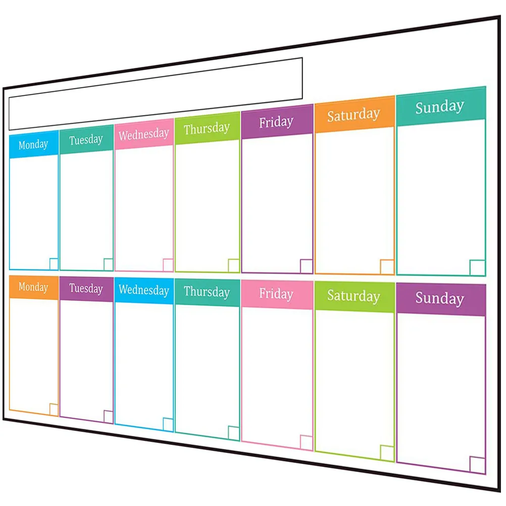 

Adhesive White Board Calendar Dry Erase Weekly Planner for Wall Fridge Refrigerator Erasable Schedule to Do List Reminder