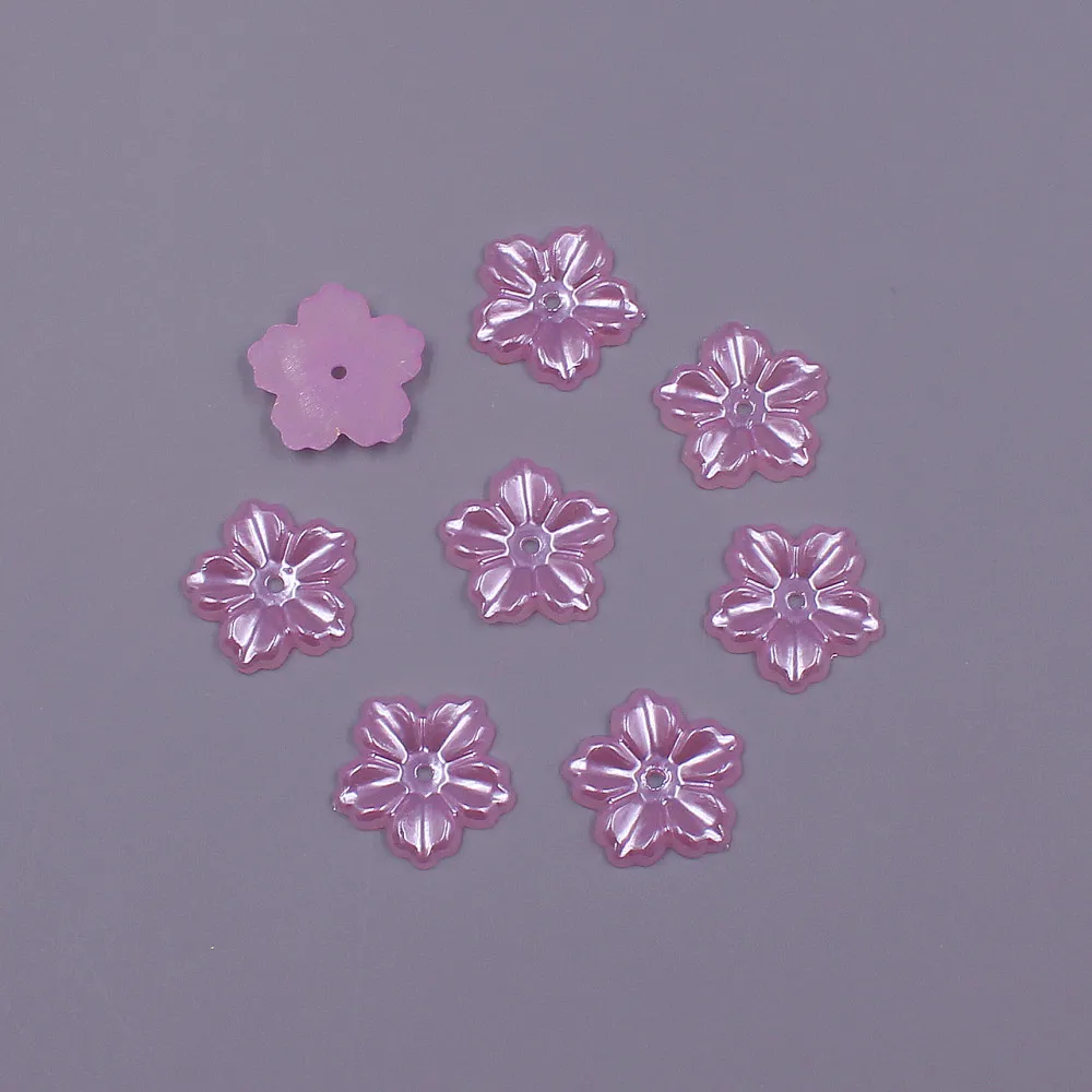 13MM 100pcs forma di fiore branelli allentati ABS imitazione mezza rotonda perla perline Flatback gioielli fai da te Scrapbook decorazione