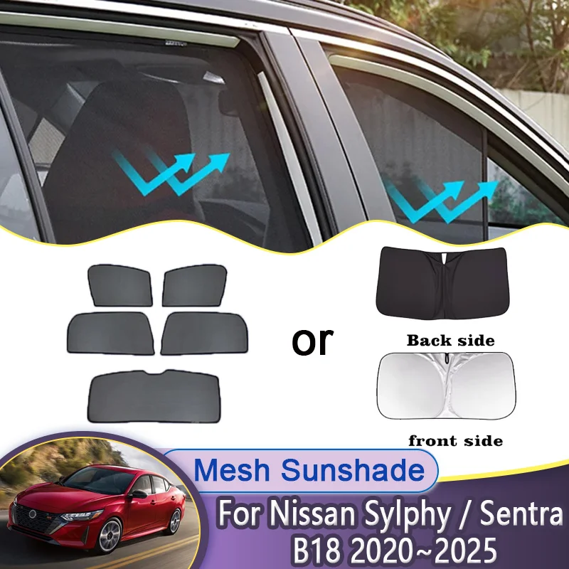 

For Nissan Sentra Accessories Sylphy B18 2020~2025 Car Mesh Sunshade Magnetic Window Shades Sun Visors Curtains 2022 2023 2024
