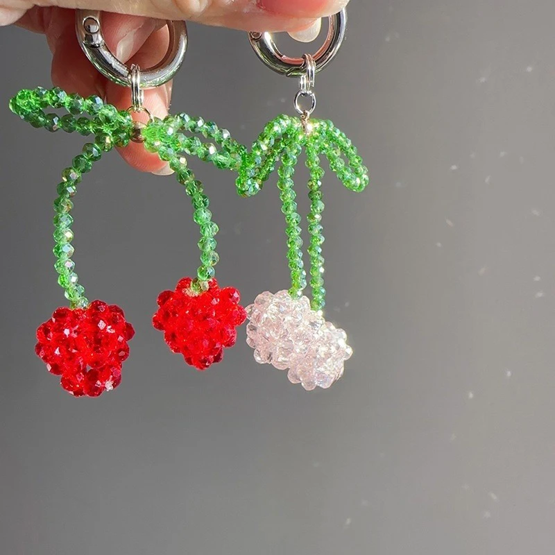 

Милый бант из бисера, сумка с вишней, очаровательный модный брелок с вишней, кулон, изысканное универсальное украшение для рюкзака, аксессуары, подарки