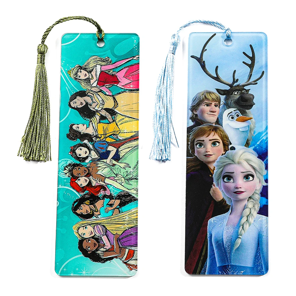 Acrylic Tassels Princess Elsa Bookmark Princess Theme Cartoon Reading Bookmark Page Mark Stationery for Students Teachers