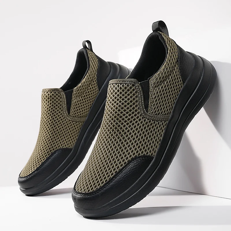 YRZL Men's Footwear 2025 Summer Mesh Walking Shoes Breathable Sneakers Non Slip Comfortable Loafers Casual Sports Shoes for Men