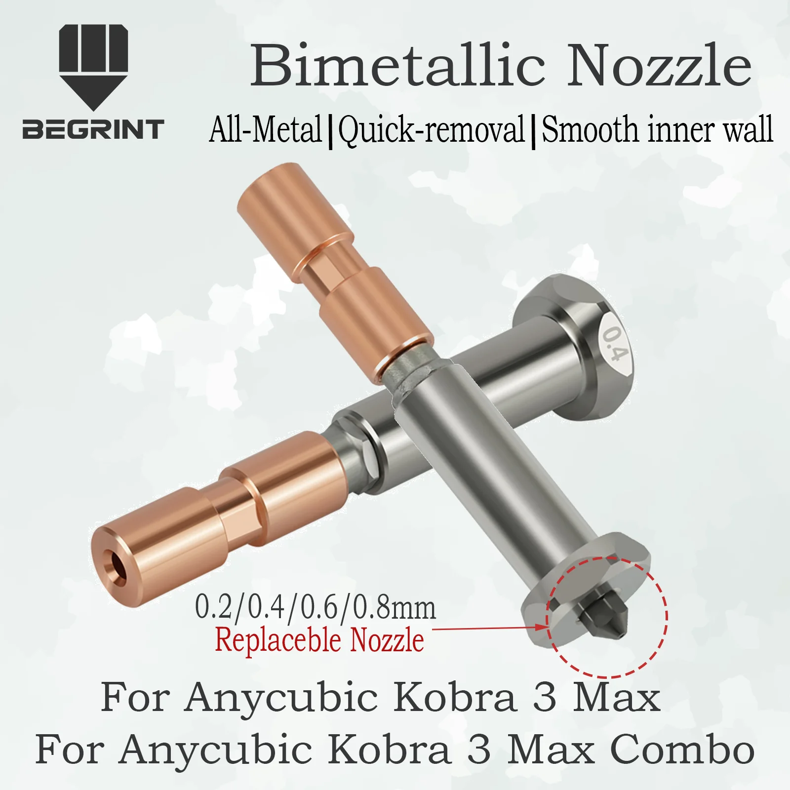 

Upgrade Nozzle For Anycubic Kobra 3 Max Hardened steel nozzle Replaceable nozzle for Anycubic Kobra 3 Max Combo 3D Printer Parts