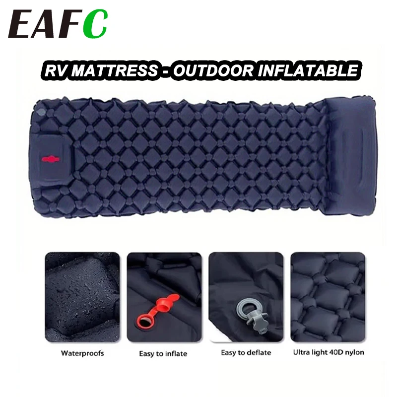 

Надувной матрас EAFC для кемпинга на открытом воздухе, водонепроницаемый, со встроенными подушками, сверхлегкий, с насосом, для походов