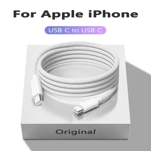 Original 60W PD USB-C to USB C Fast Charger Cable For Apple iPhone 16 Pro Max 15 Plus Type C Quick Charging For Xiaomi Samsung