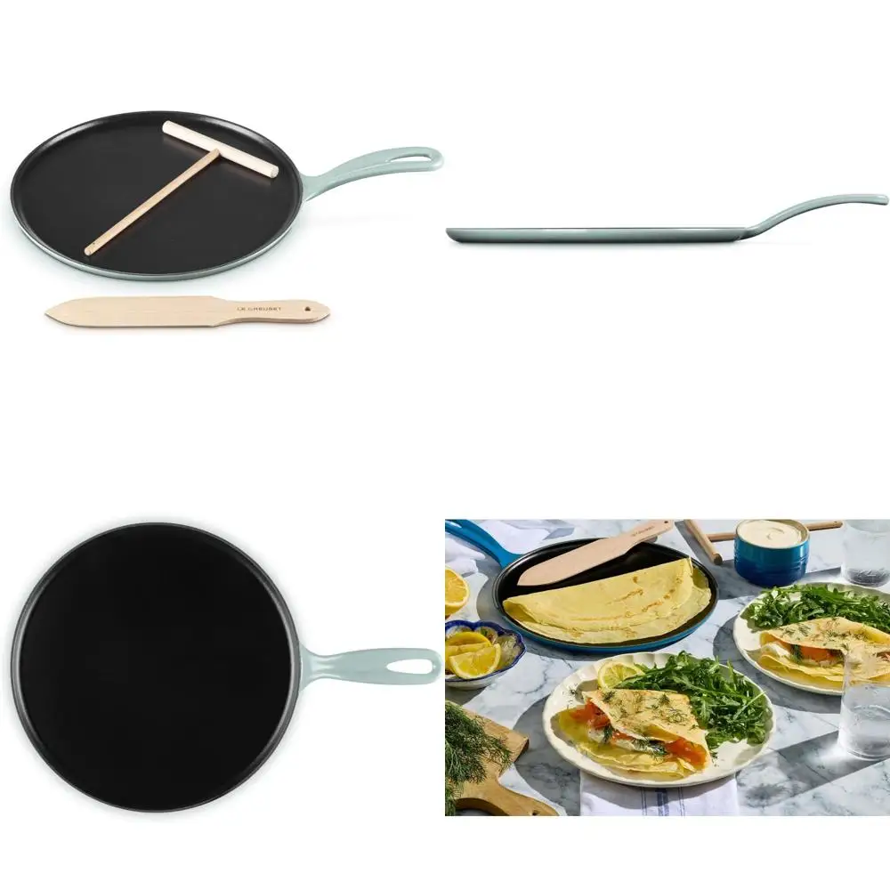 

Enameled Cast Iron Crepe Pan, 10.25-Inch, Sea Salt Colored, Traditional Round Design, Perfect for Delicious Crepes