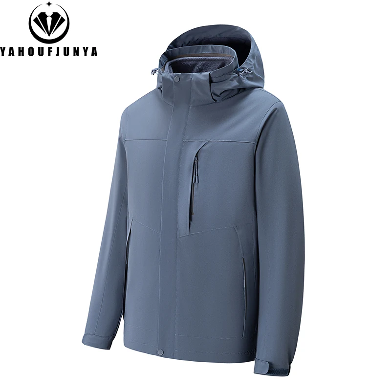 2024 Autumn Winter Men Thick Warm Windbreak Camping Jacket Hiking Men Outdoor Travel Removable Hooded Triple Jacket Coat Male