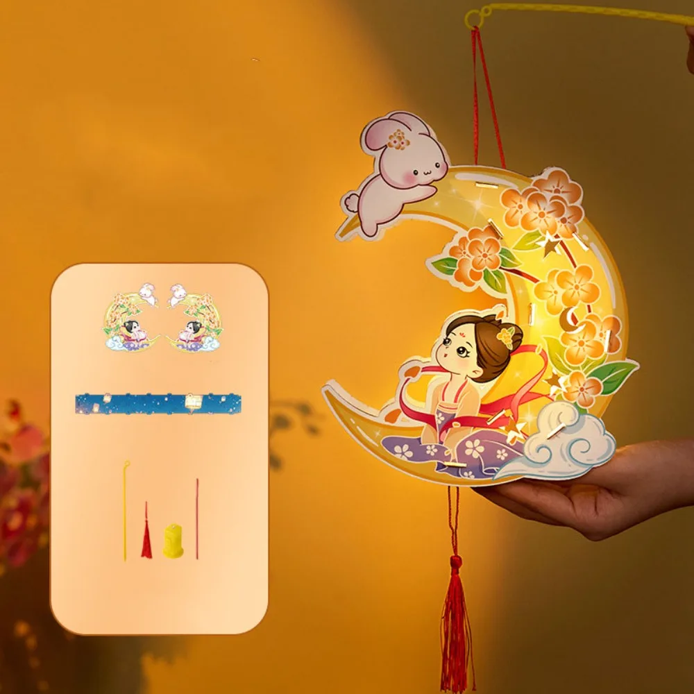 Cartoon Rabbit Lanterns Luminous Glowing Mid-Autumn Festival Lantern Chinese Style Handmade Lantern DIY Material Package