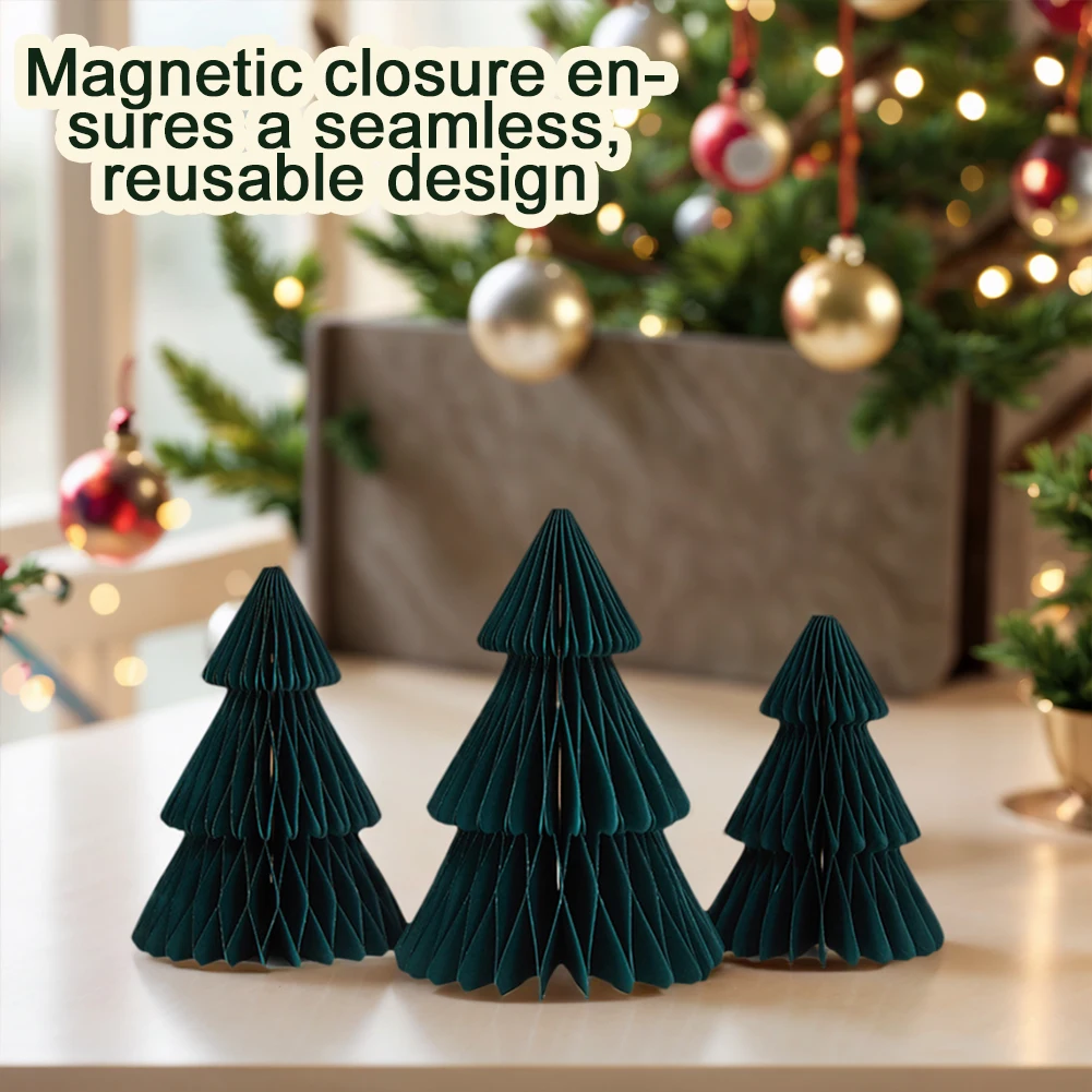Bild 3: 3 Stücke Origami Weihnachtsbaum Ornament Wabenpapier Weihnachtsbaum Papier Weihnachtsbaum für Zuhause Neujahr Party Dekor