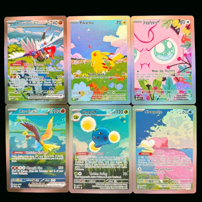 6 Styles PKM Englische Karte Jigglypuff Koraidon Ho-oh Slowpoke ex Sammelkarten-Sammelkartenspiel