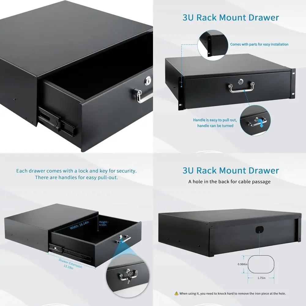 

19-дюймовый ящик для крепления в стойку сетевого оборудования с выдвижным и запираемым дизайном для серверов, AV-стелков, кабелей