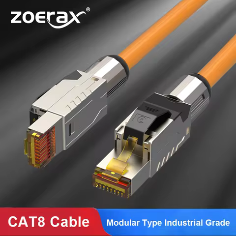 ZoeRax Cat8 이더넷 패치 케이블 S/FTP 22AWG 이중 차폐 솔리드 케이블 |   2000Mhz 2Ghz 40Gbps |   5세대 이더넷 LAN 네트워크