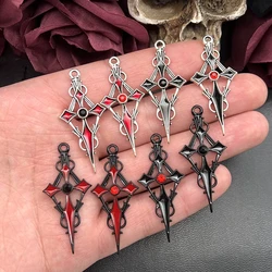 8pcs 48*22mm Alloy Enamel Gothic Satan Cross Witch Charms Pendant Designer Charms Fit Jewelry Making DIY Jewelry Findings