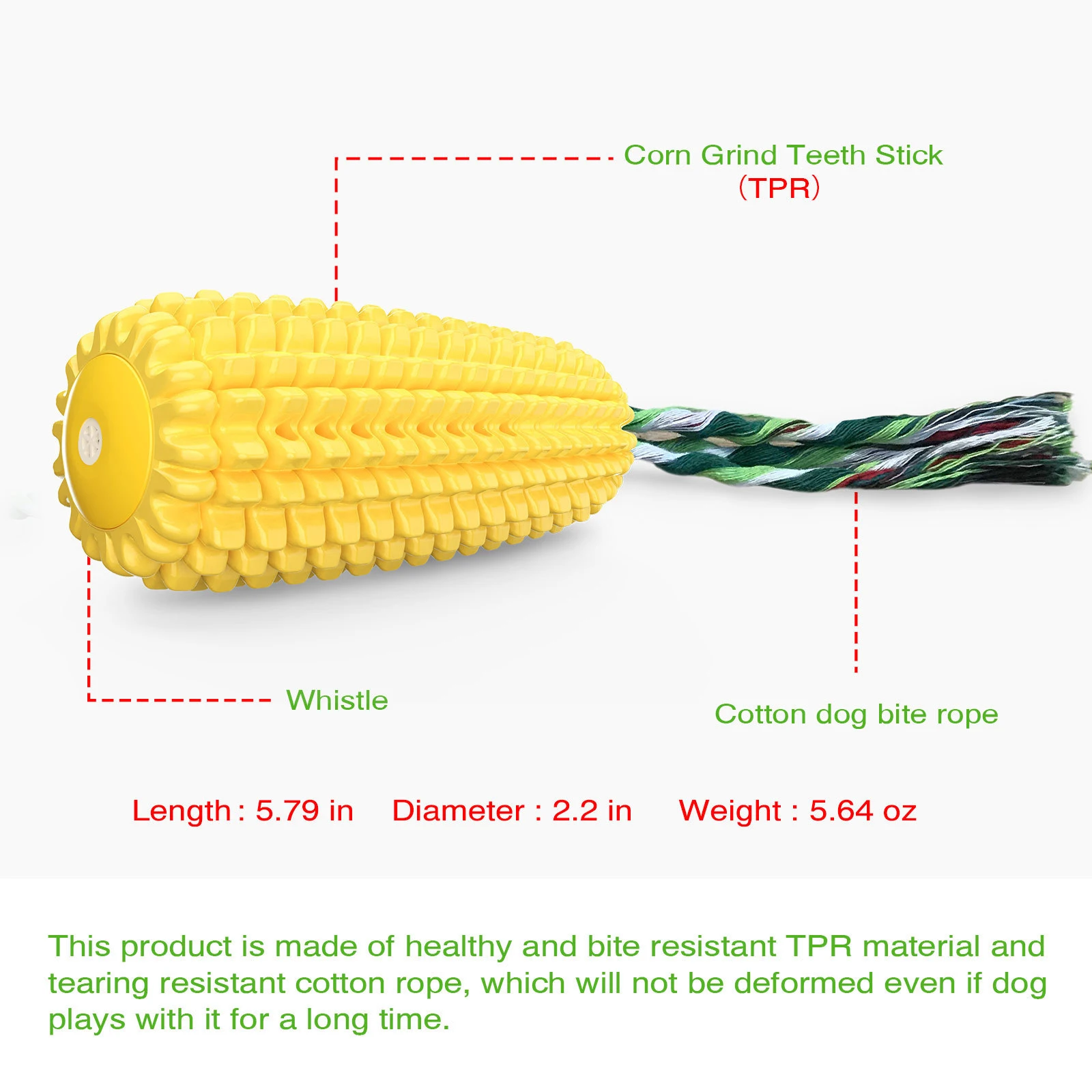 Squeaky TPR Corn Dental Chew Toy 5