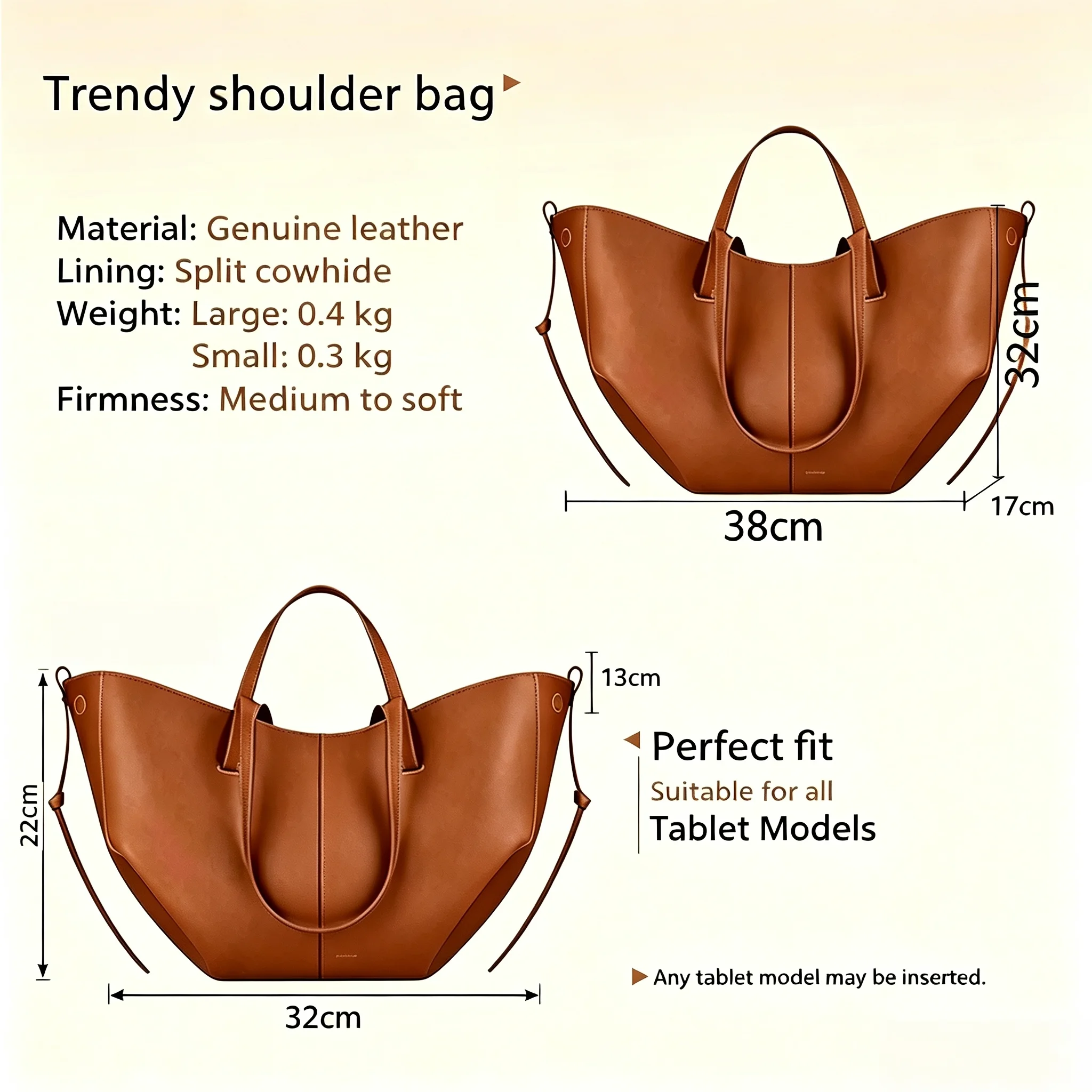 Gift Box Set For Women Minimalist Tote Bag, Large-Capacity Shoulder & Handbag, Removable Inner Pouch, Commuter Ladies' Bag