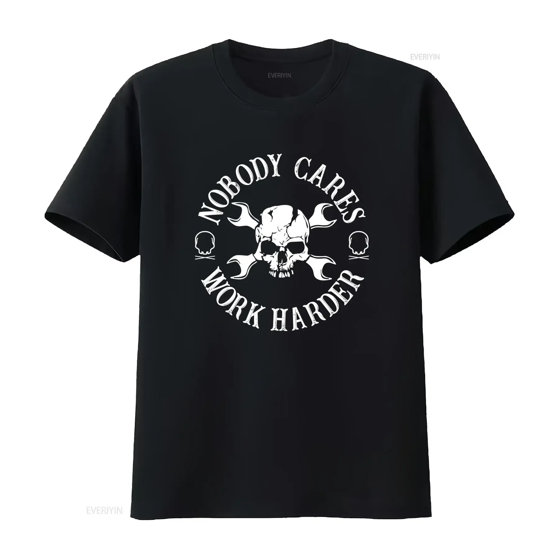 Heren T shirt met zware uitvoering en 'Work Harder' slogan 'Nobody Cares Back Pri' vintage Washed Top For Everyday Wear Unisex