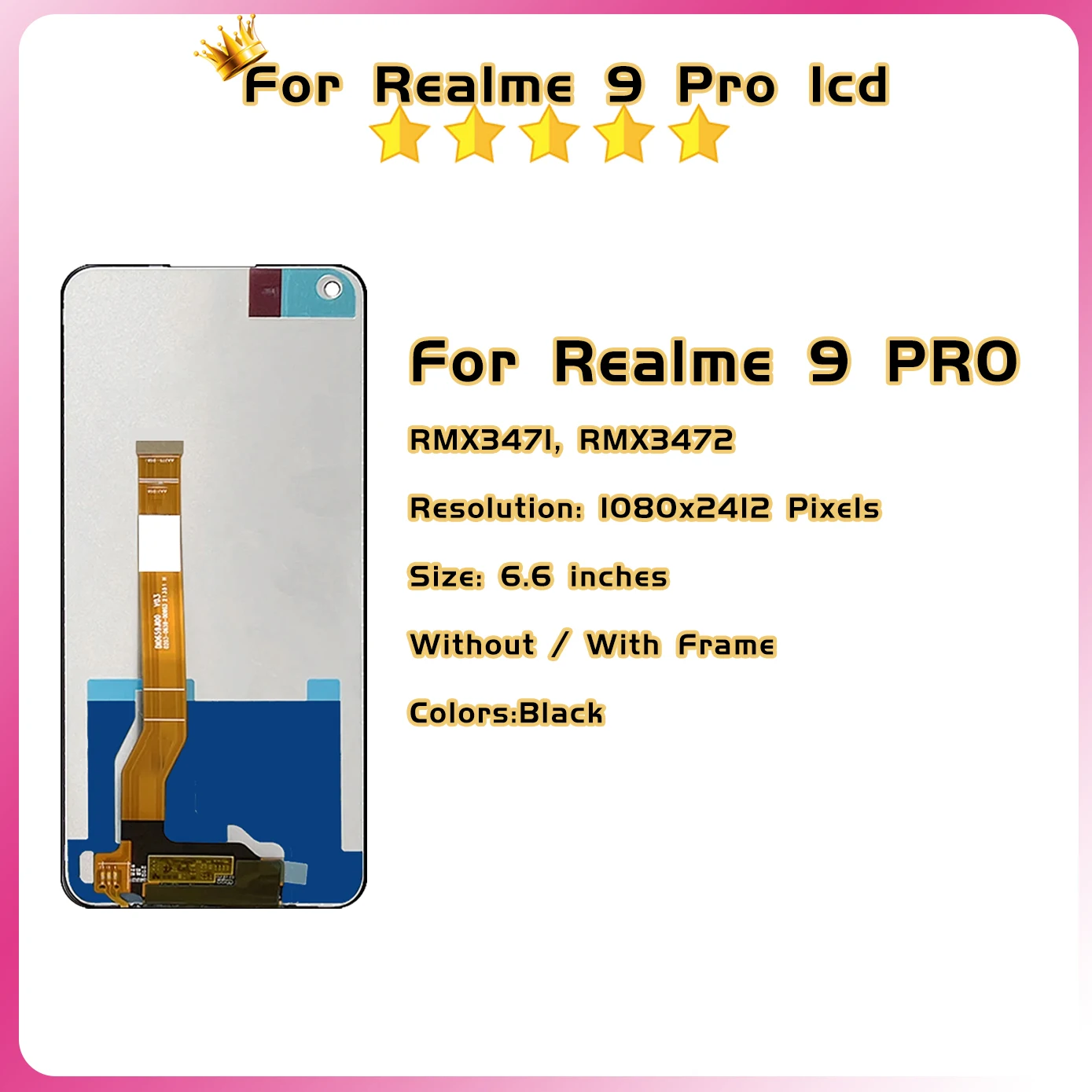 High quality Screen For Oppo Realme 9 Pro 9Pro LCD Display Screen Touch Panel Digitizer For Realme9 Pro RMX3471 RMX3472 LCD Fram