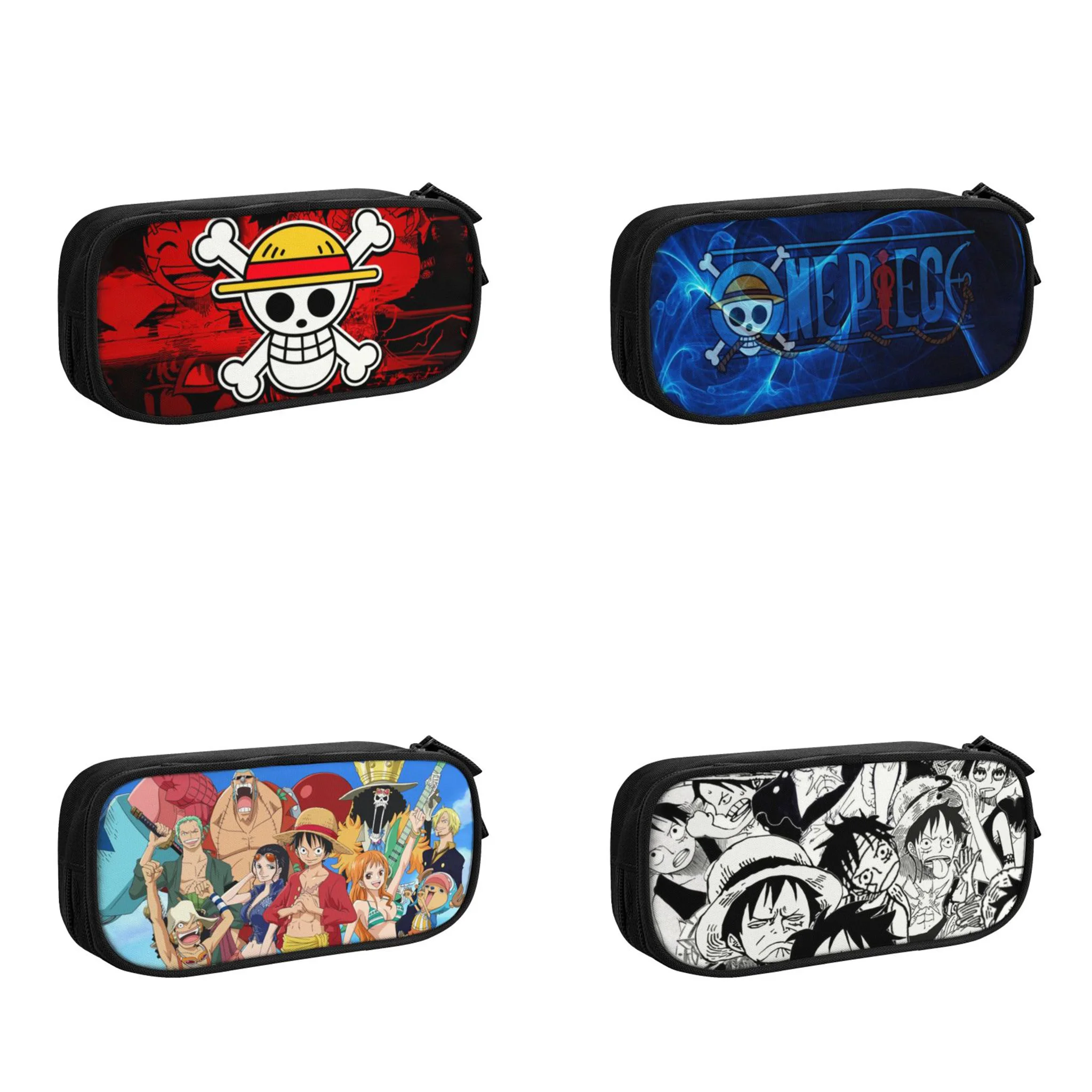 Anime One Piece Anime Pencil Case for Boys Gilrs Custom Jolly Roger Pirates Skull Large Capacity Pen Bag Box School Accessories