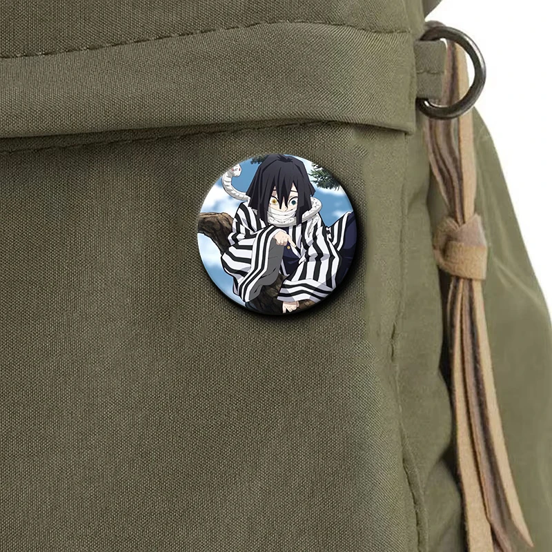 58mm Cartoon Character Iguro Obanai Soft Button Pin Demon Anime Brooch Creative Badge for Backpack Clothes Decoration Gift - Image 5