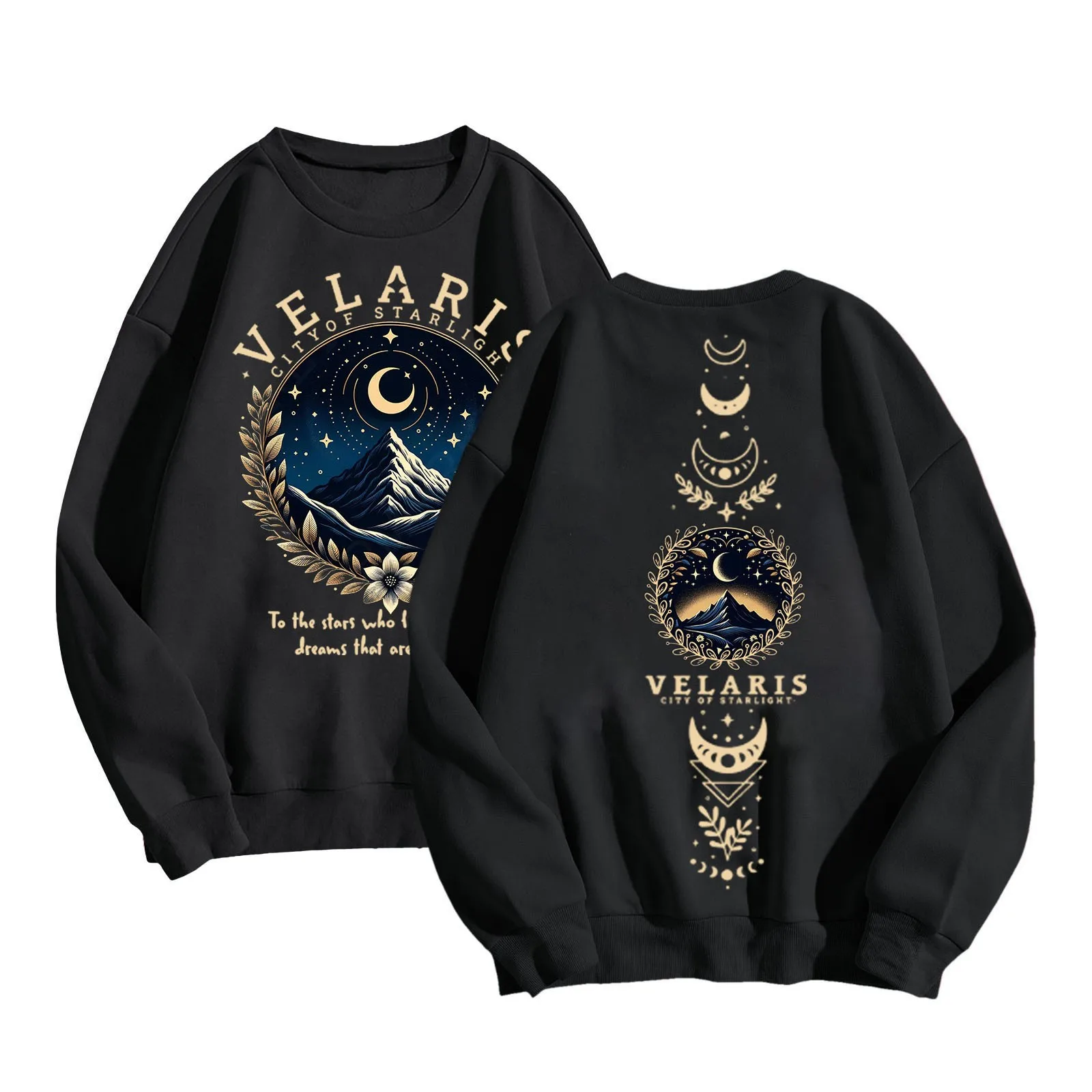 Villaris City Of Starlight-Sudadera informal para mujer, sudaderas con capucha con patrón de gran tamaño, ropa Europea Y2k, Invierno