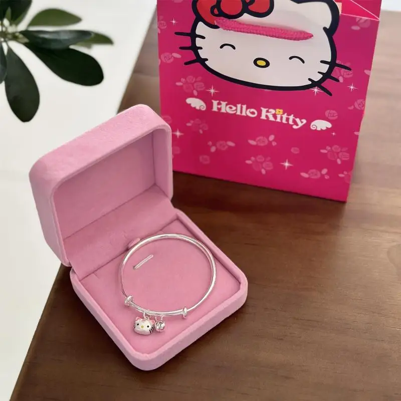 

Подлинный Серебряный браслет Sanrio S325, ювелирные изделия Hellokitty, женский браслет из стерлингового серебра с мультяшным рисунком, ювелирные изделия, подарок на день рождения для детской пары