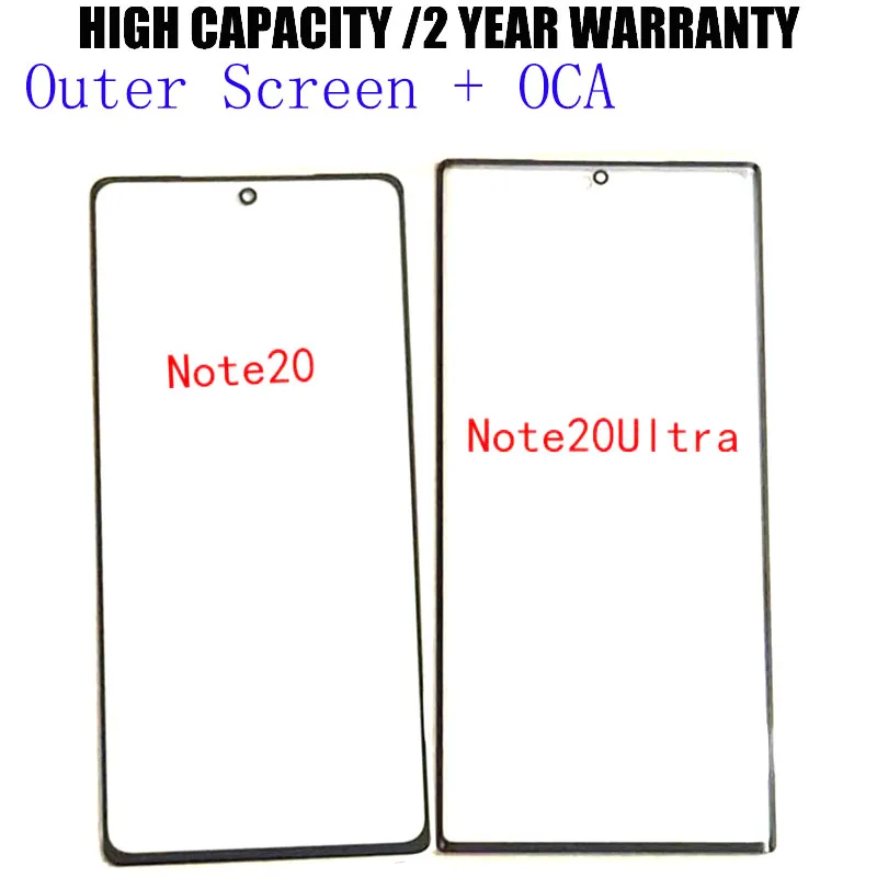 Pantalla táctil + OCA para Samsung Galaxy Note 20 Ultra 10 Plus 9 8 pantalla táctil Panel frontal de cristal LCD lente de pantalla exterior con oca