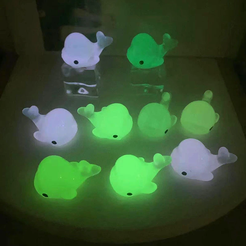 5Pcs Cartoon Color Chick Cute Car Ornaments Luminous Mini Resin Dolphin Car Dashboard Toys Dolls Figures Home Garden Decoration