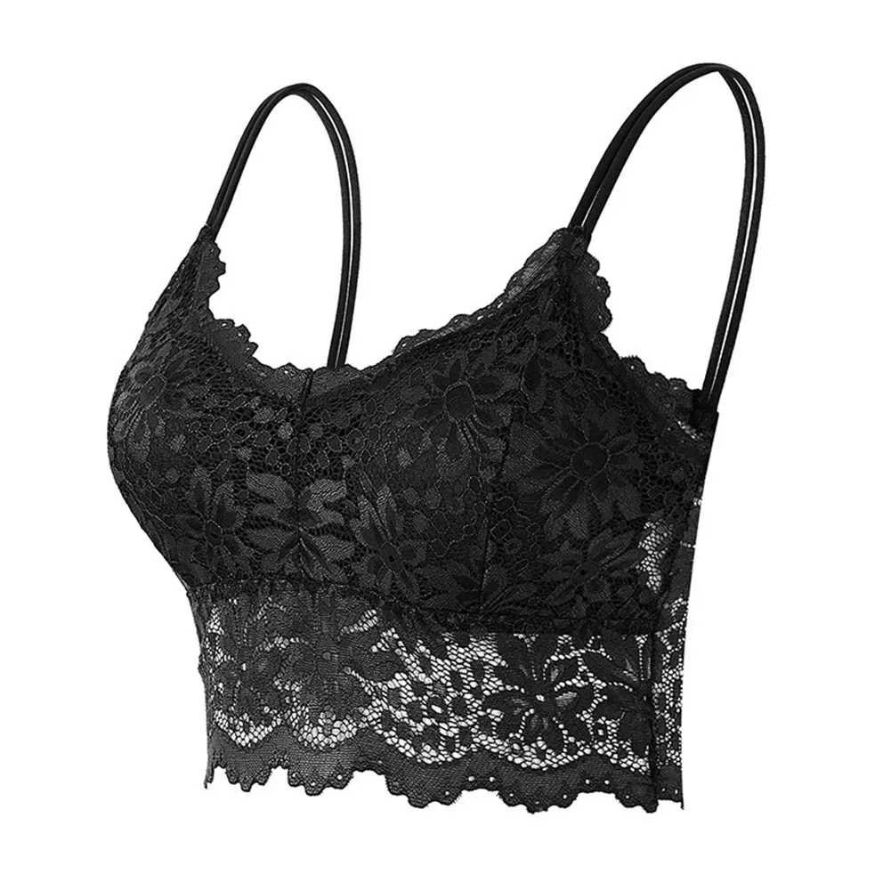 New Women Lace Bras Top Comfortable Bralette Female Hollow Out Wireless Lingerie Seamless Bra Solid Color Sexy Underwear Vest