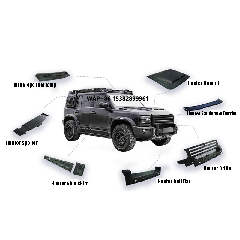 

Jetour T2 2024 Conversion City Hunter Body Kit Front Bumper Grille Bull bar Side Skirt Bonnet Hood Jetour 2024 Accessories Parts