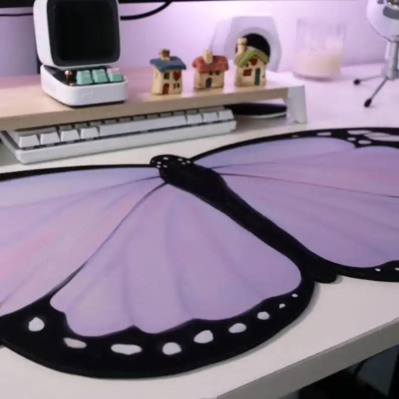 Lilac Butterfly Deskmat 90x40cm Keyboard Kawaii Accessories Laptop Desk Mat Mouse Pads Gaming Pc Rug Carpet Desk Protector