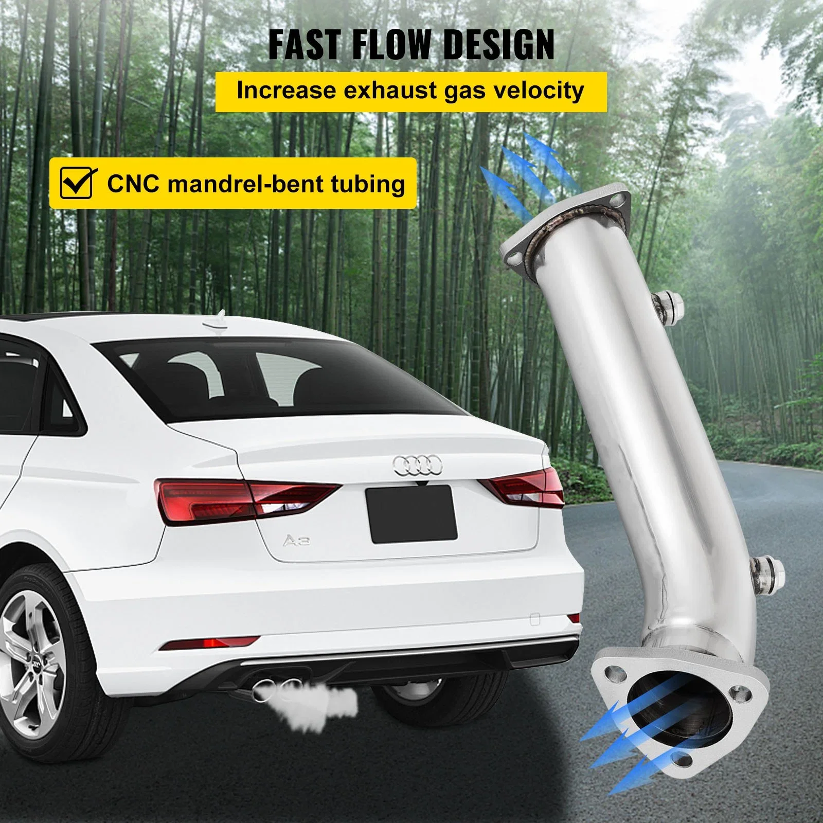 High Flow Downpipe Auspuffkonverterrohr passend für 97–05 Audi A4 B5 B6/Passat 1.8T