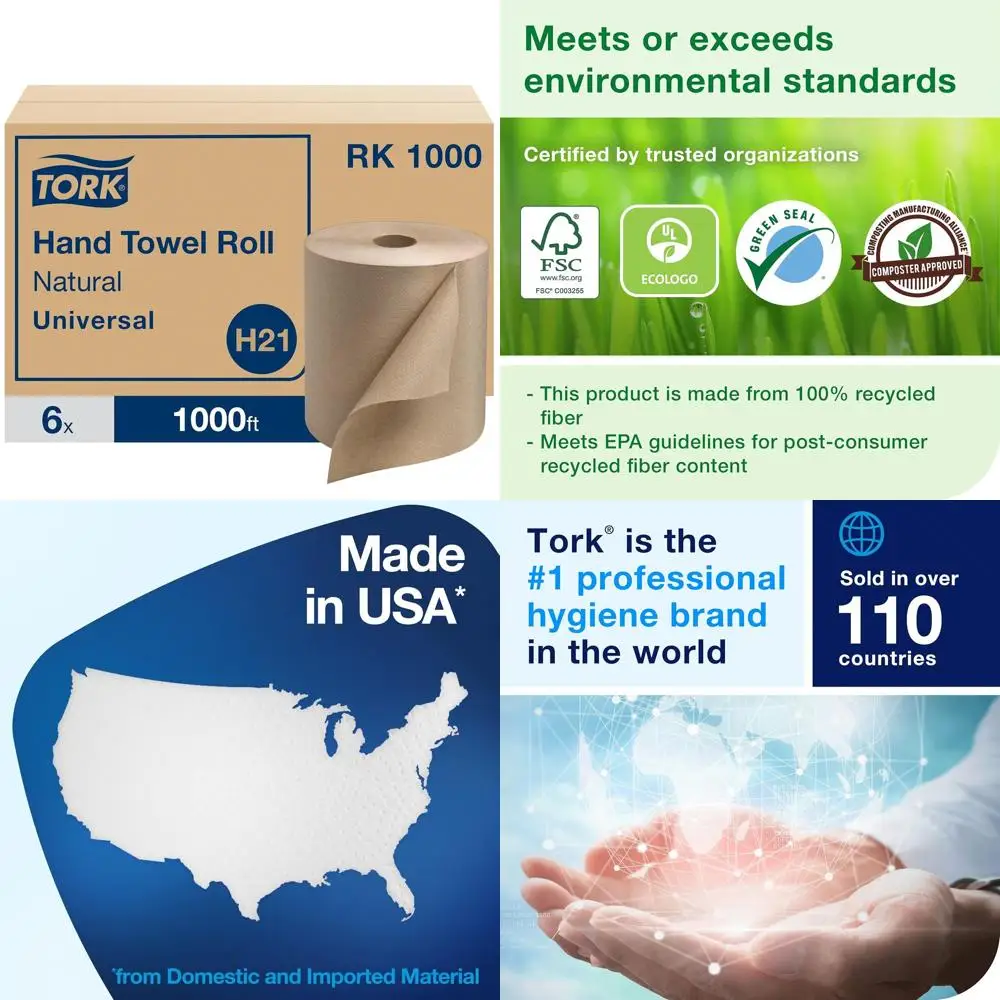 

Recycled Paper Towel Roll, Natural White, 100% Recycled Fiber, 6 Packs of 1000 Sheets