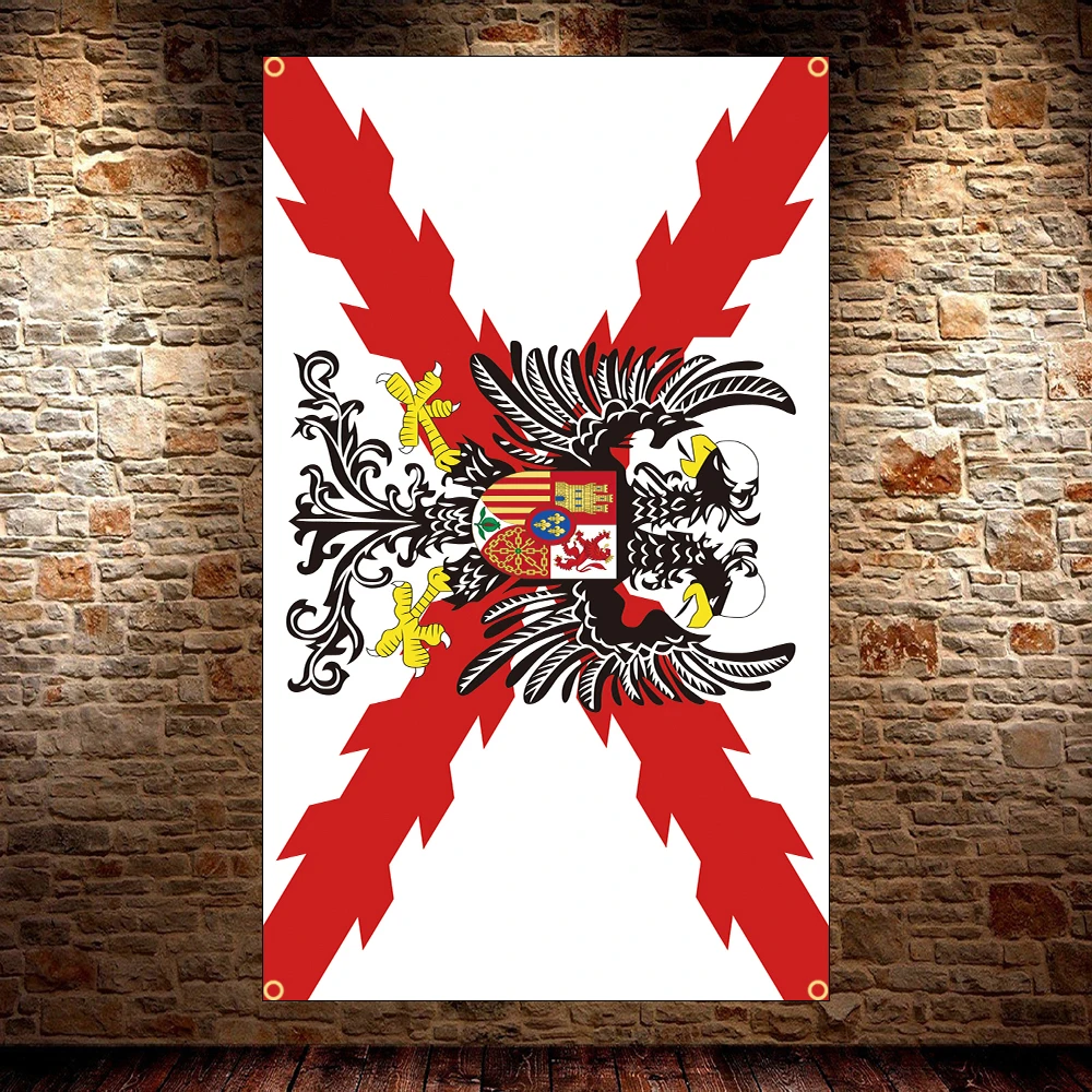 60X90CM 90X150CM Spanish Empire Cross of Burgundy Flag Tapestry Banner Outdoor Home Decor Vintage Style Wall Hanging Art