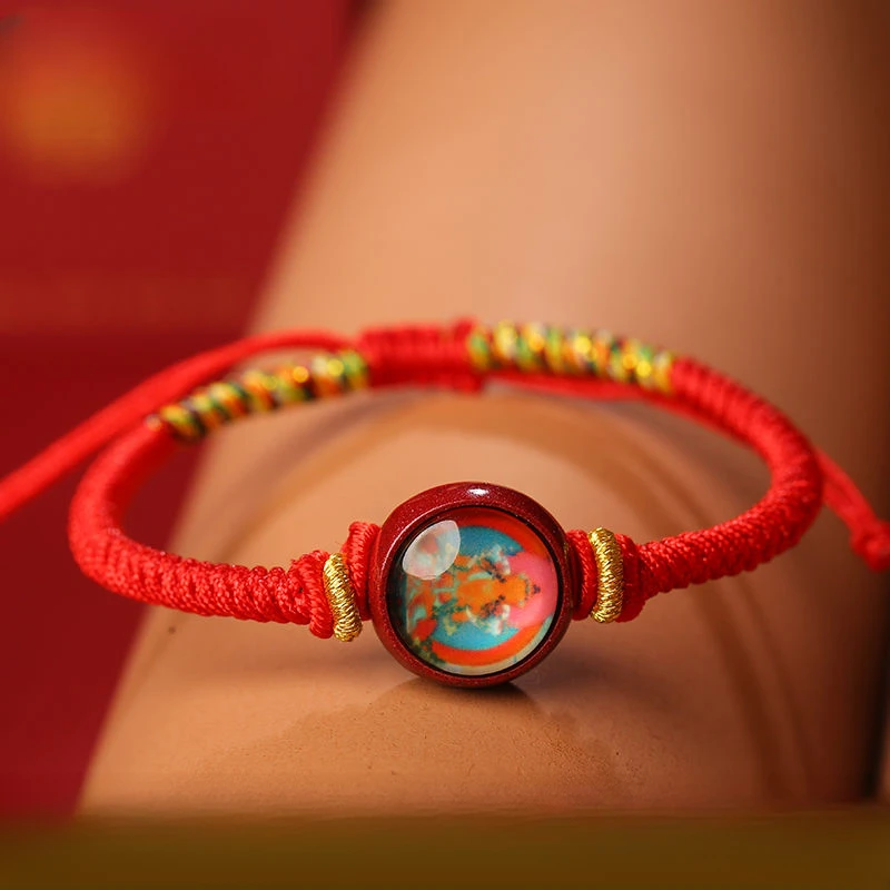 

Twelve Zodiac Thangka Red Rope Bracelet Female Couple's Birth Year Raw Ore Purple Gold Cinnabar Carrying Strap Gift