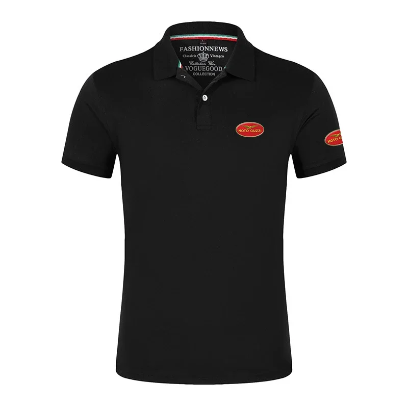 Polo de manga corta con estampado para hombre, Camiseta de algodón informal de alta calidad que combina con todo, color sólido, a la moda, MOTO GUZZI, novedad de 2024