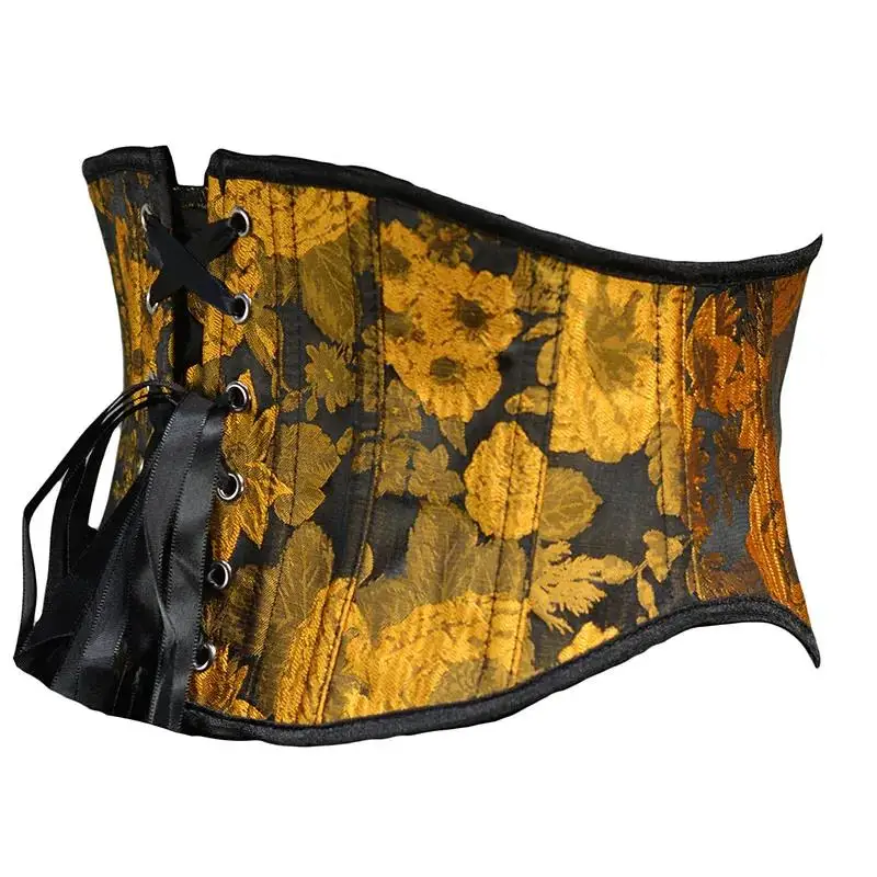 Damen Vintage Lolita Korsett-Top mit Sonnenblumen-Reliefdruck, kurzes Schnür-Bustier, Latex-Taillentrainer, Shapewear, Übergröße – Detail 13